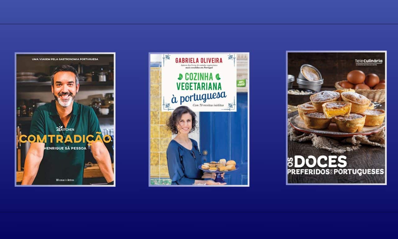 Portuguese Cookbooks in Portuguese - ComTradição by Henrique Sá Pessoa, Cozinha Vegetariana à Portuguesa by Gabriela Oliveira and Os Doces Preferidos dos Portugueses