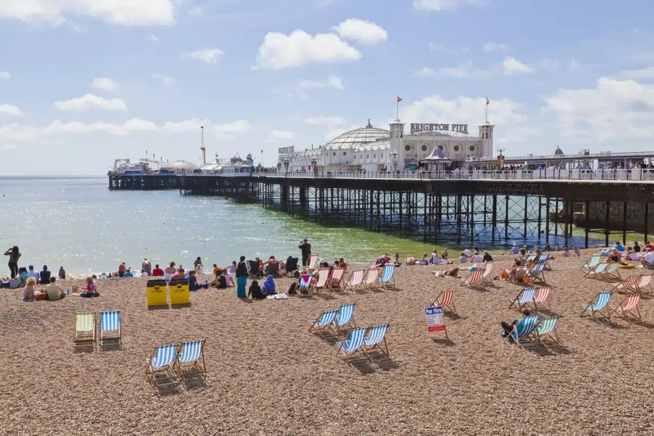 Beach view of Brighton pier
